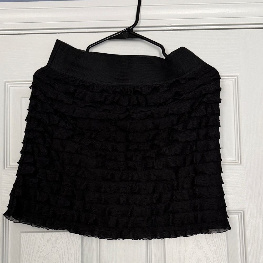 NWT vintage Express Black Tiered Ruffle Skater Skirt